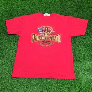 Skull Biker Rally Shirt XL 23x28 Thunder-Beach Florida Red
